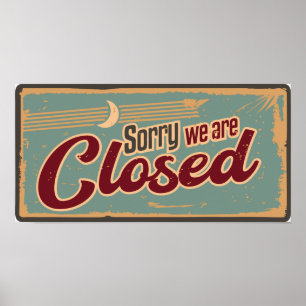 Vintages Retro Closed Sign Poster