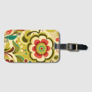 Vintages Retro-Design Blumengrün Gepäckanhänger