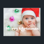 Vintages Retro-Drehbuch Merry Christmas Foto Postkarte<br><div class="desc">Frohe Weihnachtskarte! Eine moderne Typografie für diese Holiday Fotokarten Sammlung. So passen Sie an Ihre Lieblingsfamilienbilder an. Sie können auch die Farbe des Schriftartes und den Hintergrund nach Ihren Wünschen ändern.</div>