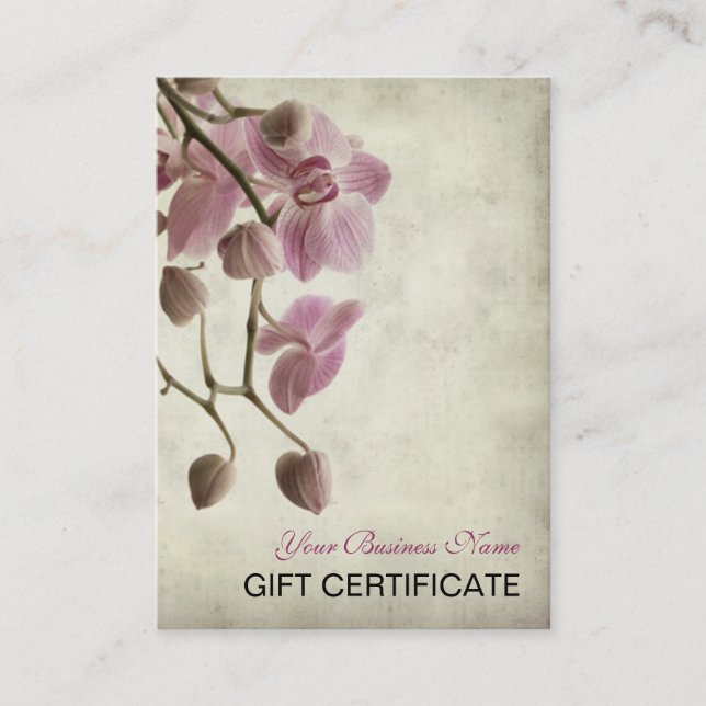 Vintages Retro einfaches Blumengeschenk-Zertifikat Rabattkarte (Vorderseite)