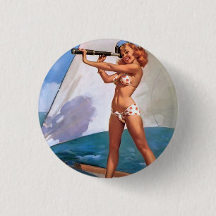 Vintages Retro Elvgren Segelschiff Sailor Button-u Button