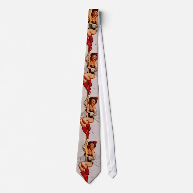 Vintages Retro-Feuerwehrmännchen Button Up Girl Krawatte (Vorderseite)