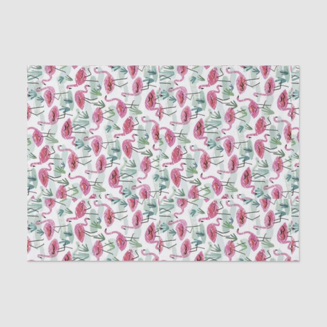 Vintages Retro Flamingo Rosa Weißes Deko Seidenpapier (Vorderseite)