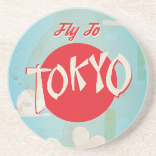 Vintages Retro Fly to Tokyo Reiseplakat Untersetzer