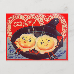 Vintages Retro-Fried Ei Valentine Feiertagspostkarte