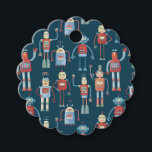 Vintages Retro Fun Robot-Muster Geschenkanhänger<br><div class="desc">Ein niedliches Muster von Robotern im Retro-Stil der 50er Jahre auf dunklem Hintergrund.</div>