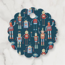 Vintages Retro Fun Robot-Muster Geschenkanhänger