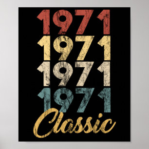 Vintages Retro Geboren 1971 48. Geburtstagsgeschen Poster