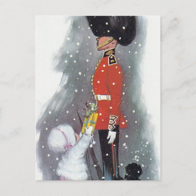 Vintages Retro-Geschenk mit Weihnachtskarte Feiertagspostkarte (Vorderseite)