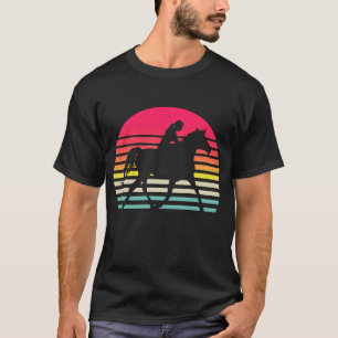 Vintages Retro Girl Reiten Sonnenuntergang Cowgirl T-Shirt