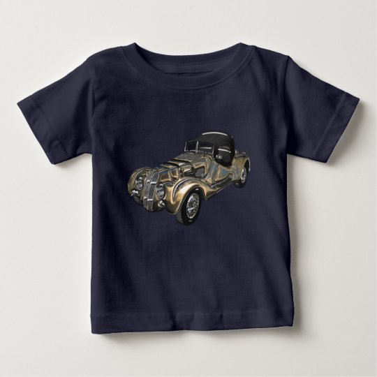 Vintages Retro goldenes blaues funkelndes Auto Baby T-shirt
