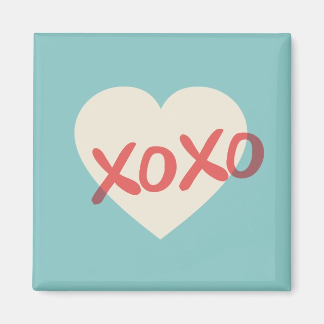 Vintages Retro-Herz XOXO Valentinstag Magnet (Vorne)