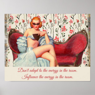 Vintages Retro Lady Confidence & Motivierend Angeb Poster