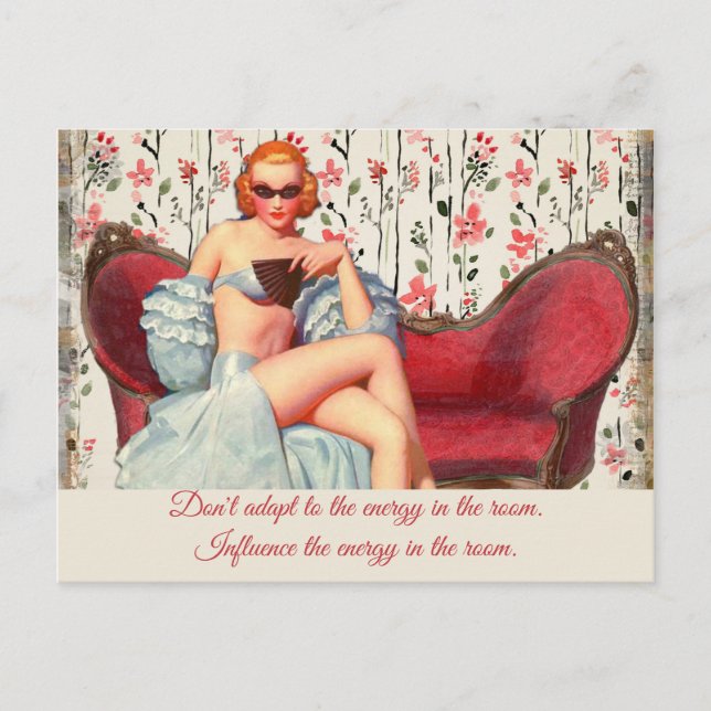 Vintages Retro-Lady-Vertrauen und Motivierend Zita Postkarte (Vorderseite)