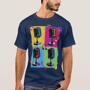Vintages Retro-Mikrofon - Pop Art Music Recording T-Shirt