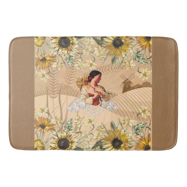 Vintages Retro mit Spitzen und Blume auftragen Badematte (Vorderseite)