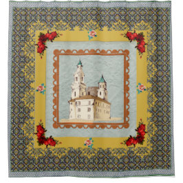 Vintages Retro mit Spitzen und Blume auftragen Duschvorhang