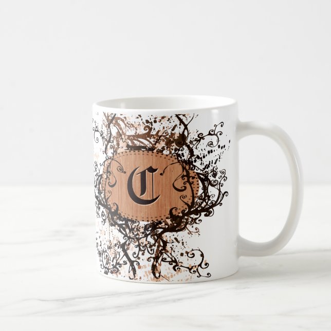 Vintages Retro-Muster Monogramm C Kaffeetasse (Rechts)