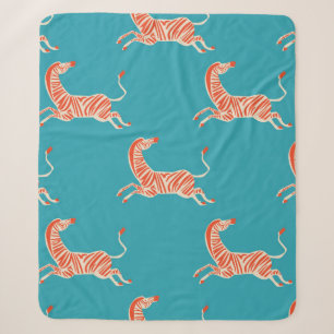 Vintages Retro-Neonfarben Zebra-Illustrationsmotiv Sherpadecke