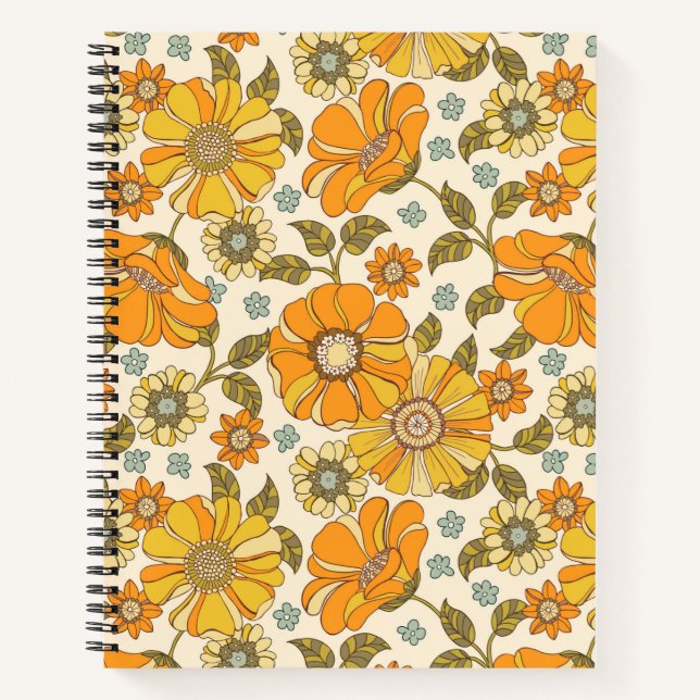 Vintages Retro-Orangefarbenes Muster Notizbuch (Vorderseite)