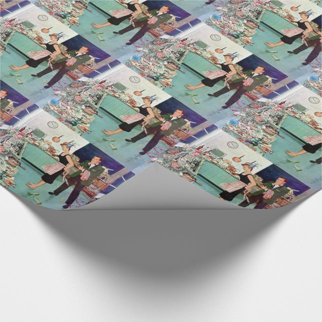 Vintages Retro-Paar Geschenkpapier (Ecke)