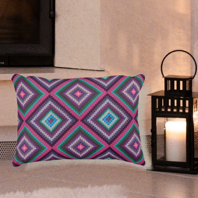 Vintages Retro-Quilt-Muster Boho Chic Dekokissen (Add boho chic style to your home with this vintage retro patchwwork quilt pattern throw pillow. )