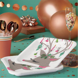 Vintages Retro-Rentier Weihnachtsschild Party Pappteller