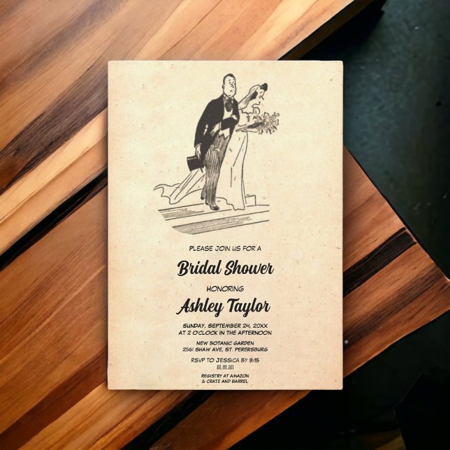 Vintages Retro Rustikale Braut Groom Altes Brautpa Einladung (Von Creator hochgeladen)