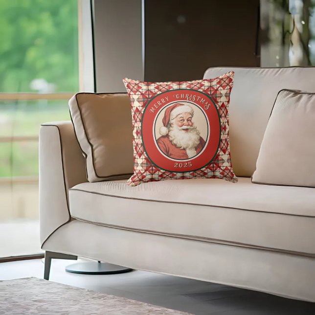 Vintages Retro Santa Holiday Muster Kissen (Von Creator hochgeladen)