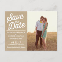 Vintages Retro-Script-Foto Save the Date Postkarte