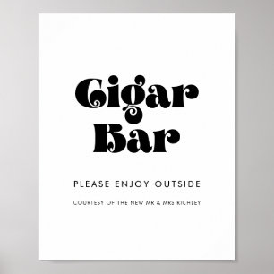 Vintages Retro Script Wedding Cigar Bar Poster