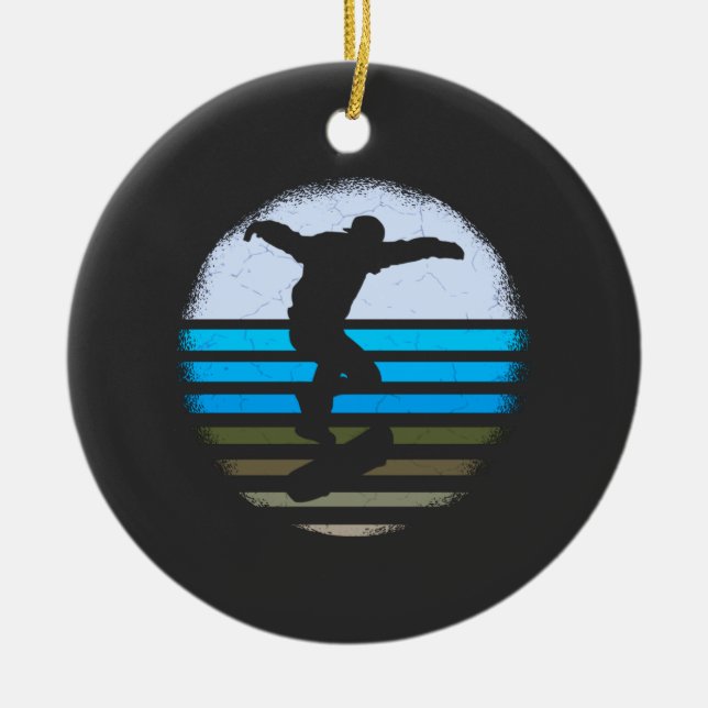 Vintages Retro-Skateboard Keramik Ornament (Vorne)