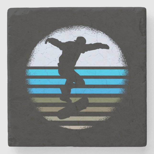 Vintages Retro-Skateboard Steinuntersetzer (Vorderseite)