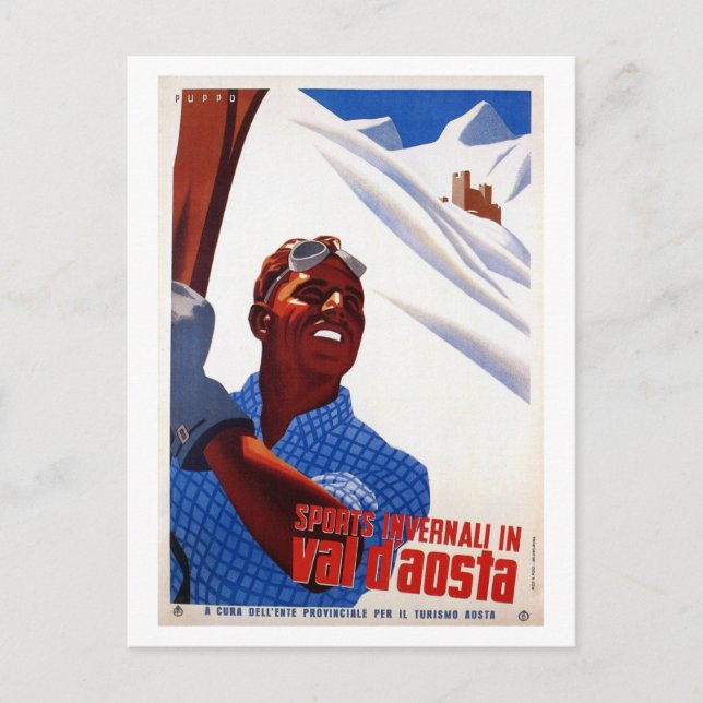 Vintages Retro-Skigebiet Italien Postkarte (Vorderseite)