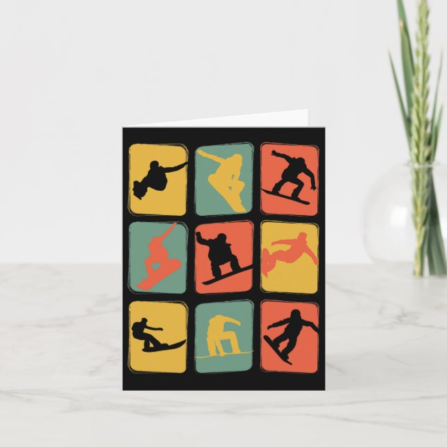 Vintages Retro-Snowboard Karte (Vorderseite)