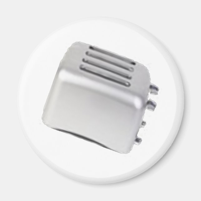 Vintages Retro Toaster Design - B&W Grau Magnet (Vorne)