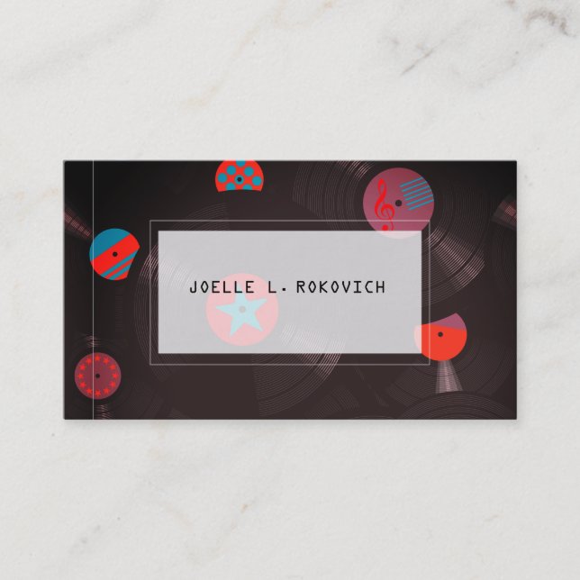 Vintages Retro Vinyl Platten Muster Visitenkarte (Vorderseite)