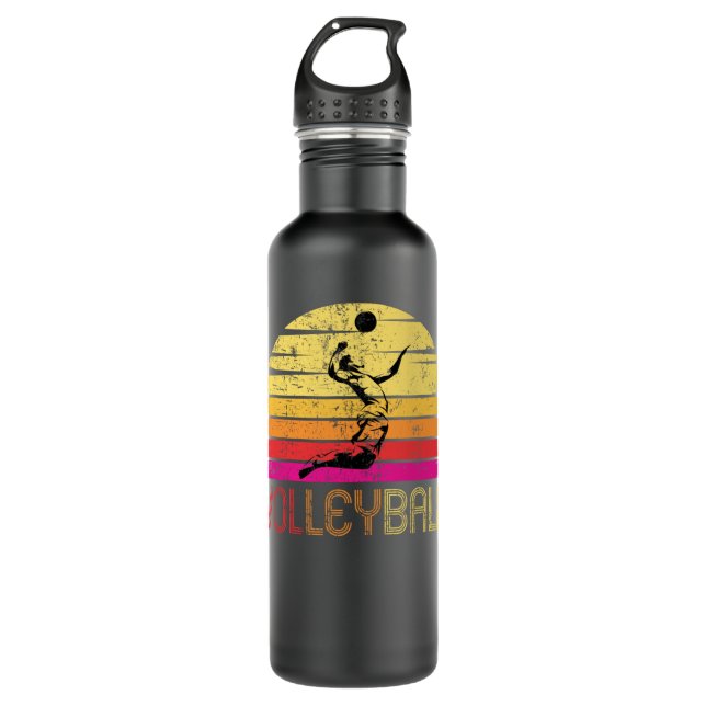 Vintages Retro Volleyball Design - Volleyball-Gesc Edelstahlflasche (Vorderseite)