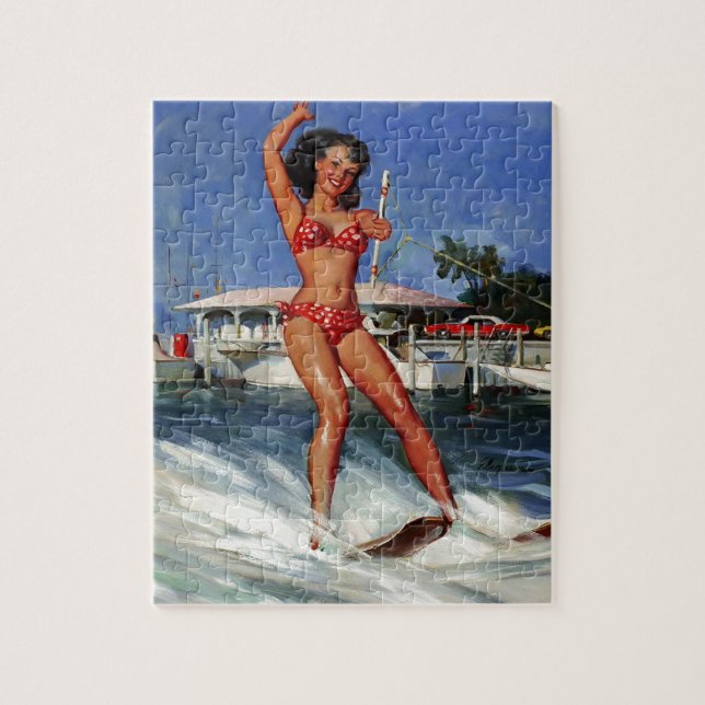 Vintages Retro Water Ski Pingirl (Vertikal)