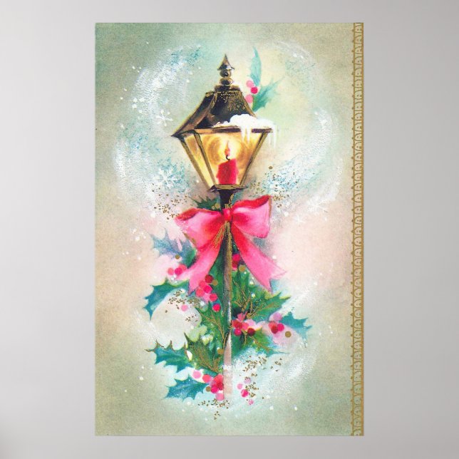 Vintages Retro Weihnachts-Weihnachtslampenposter Poster (Vorne)