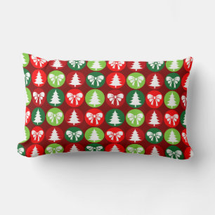 Vintages Retro-Weihnachtsbaum und Bows-Muster Lendenkissen
