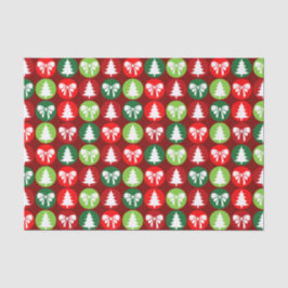 Vintages Retro-Weihnachtsbaum und Bows-Muster Seidenpapier