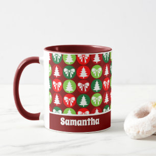 Vintages Retro-Weihnachtsbaum und Bows-Muster Tasse