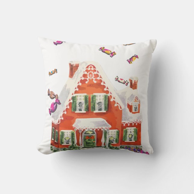 Vintages Retro-Weihnachtsdörfchen Kissen (Vorderseite)