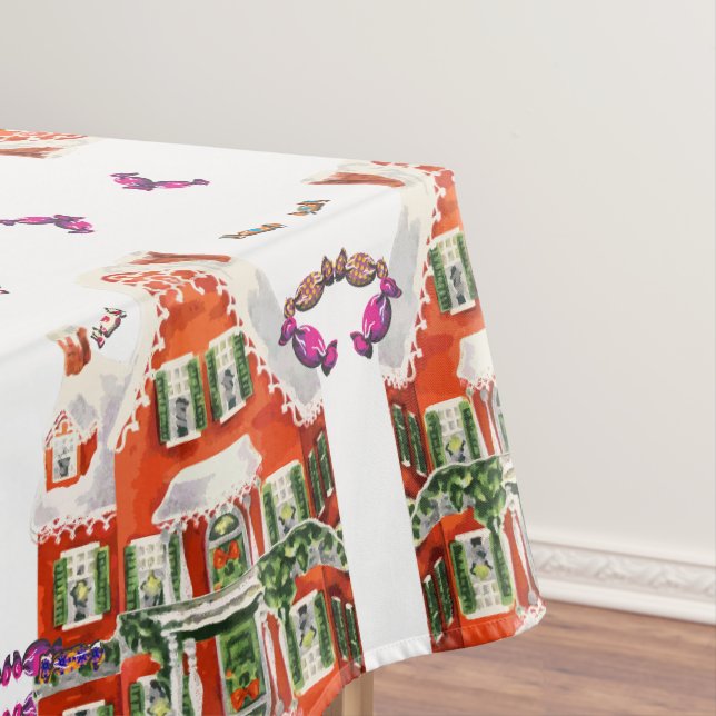 Vintages Retro-Weihnachtsdörfchen Tischdecke (Beispiel)