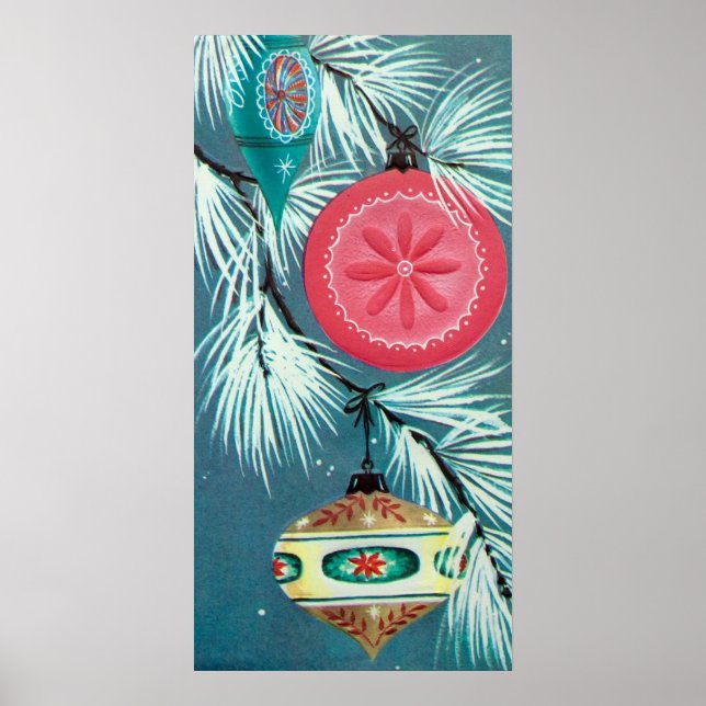 Vintages Retro Weihnachtsgeburtposter Poster (Vorne)