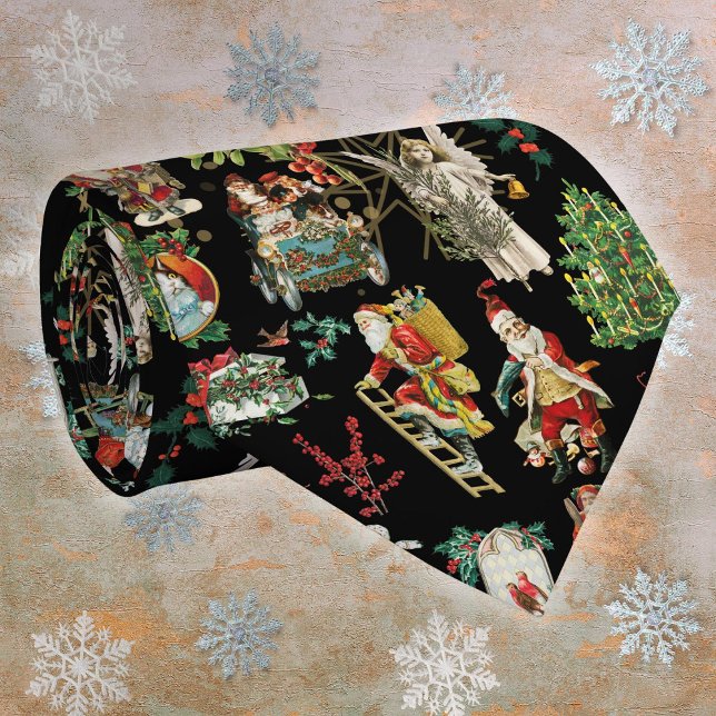 Vintages Retro Weihnachtsmuster Krawatte (Festive Vintage Retro Christmas Pattern Neck Tie)