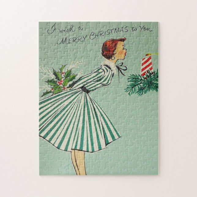 Vintages Retro Weihnachtspuzzlespiel (Vertikal)