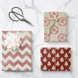 Vintages Retro-Weihnachtswackelpapier Geschenkpapier Set