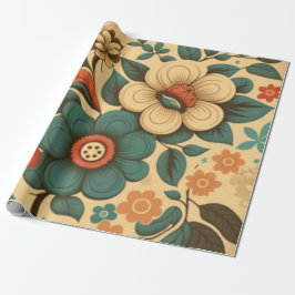 Vintages Retrodesign Blütenpastellfarben Geschenkpapier